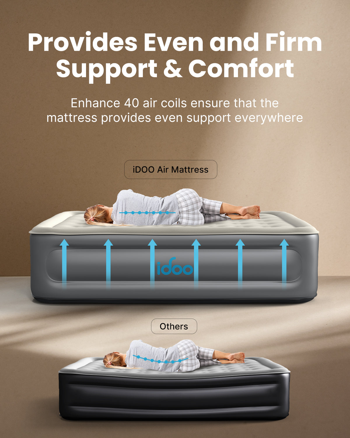 Double high outlet queen air mattress