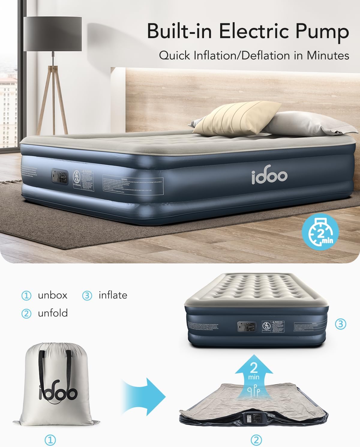 Air bed with built in outlet pump