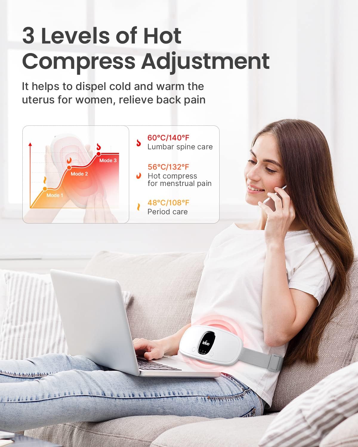 Portable Heating Pad for Cramps. Period Pain Relief Device