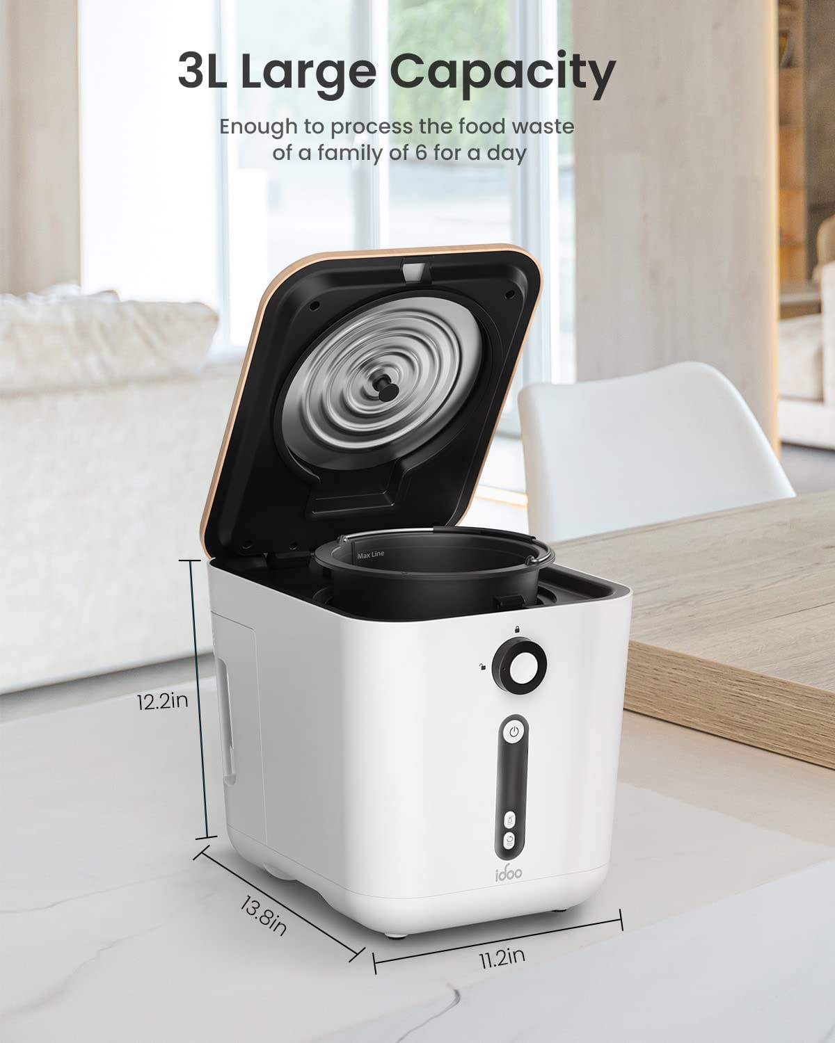 Upgraded Electric Composter for Kitchen, iDOO 3L Smart Countertop